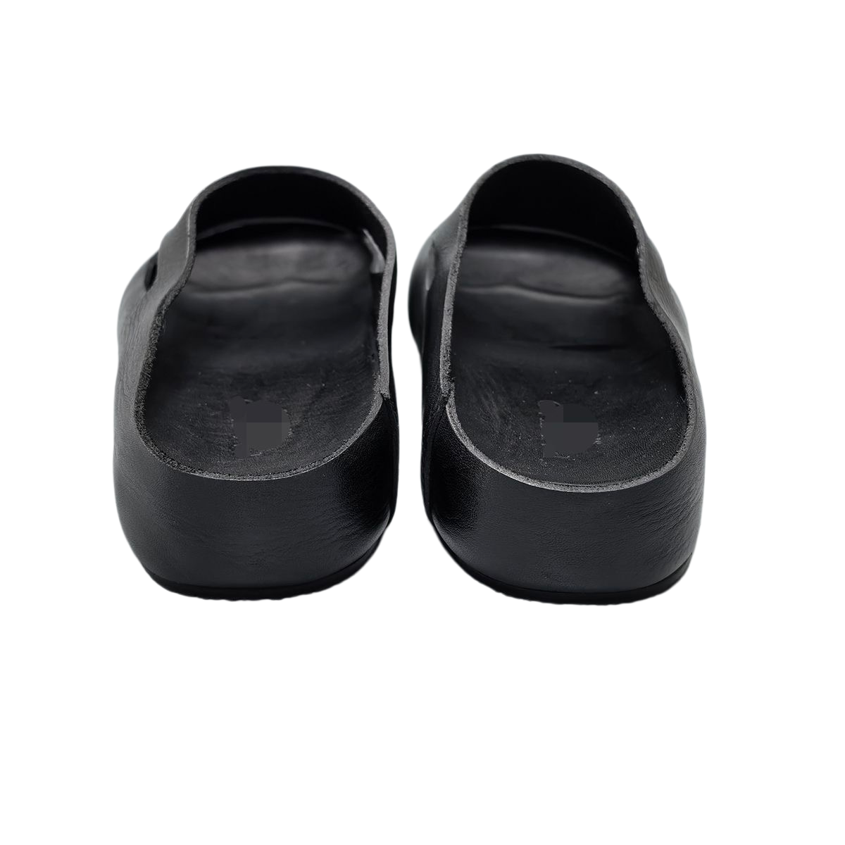 Minimalist Black Leather Cutout Mules, Smooth Full-Grain Leather Closed Toe Slip-On Flats For Ladies - Image 5