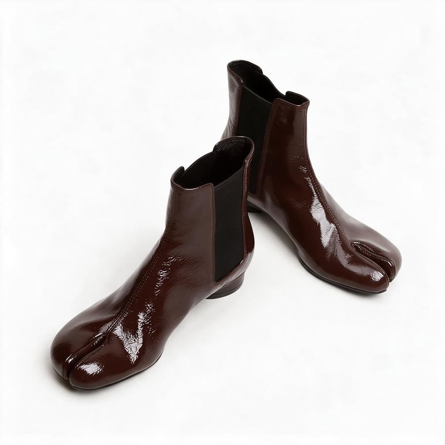 Wine Patent Split-Toe Chelsea